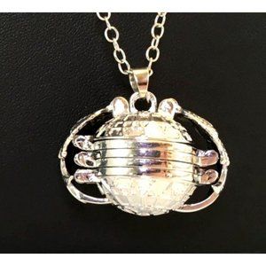 Expandable 4 Photo Locket Ball Pendant Necklace Secured by Angel Wings